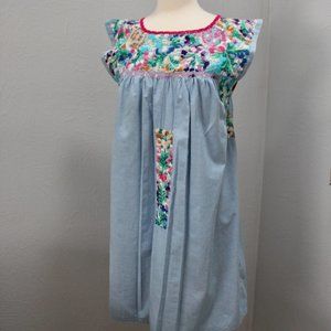 Mi Golondrina Flores Dress Blue Medium